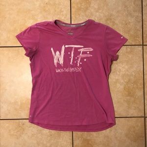 Nike Running Pink WTF Who’s The Fastest T-Shirt L